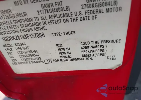 2003 Chevrolet Silverado 2500Hd Ls z USA, uszkodzony, nr VIN 1GCHK23193F137386